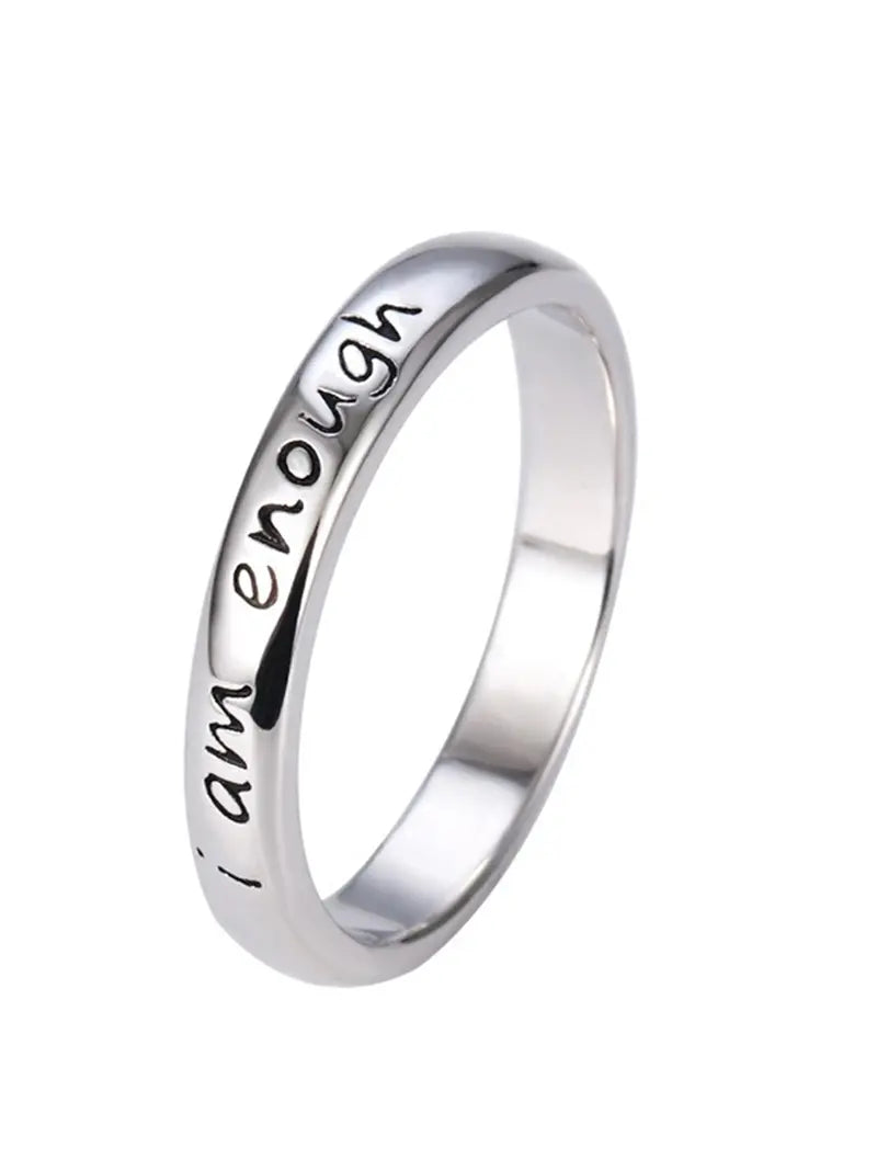 Minimalist Wide-Band "I Am Enough" Unique Ring