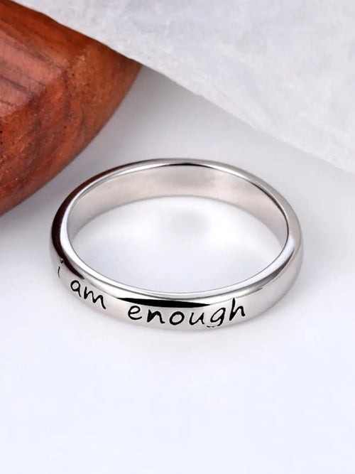 Minimalist Wide-Band "I Am Enough" Unique Ring