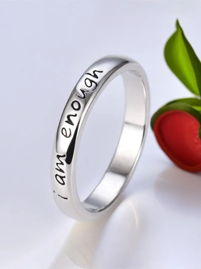 Minimalist Wide-Band "I Am Enough" Unique Ring